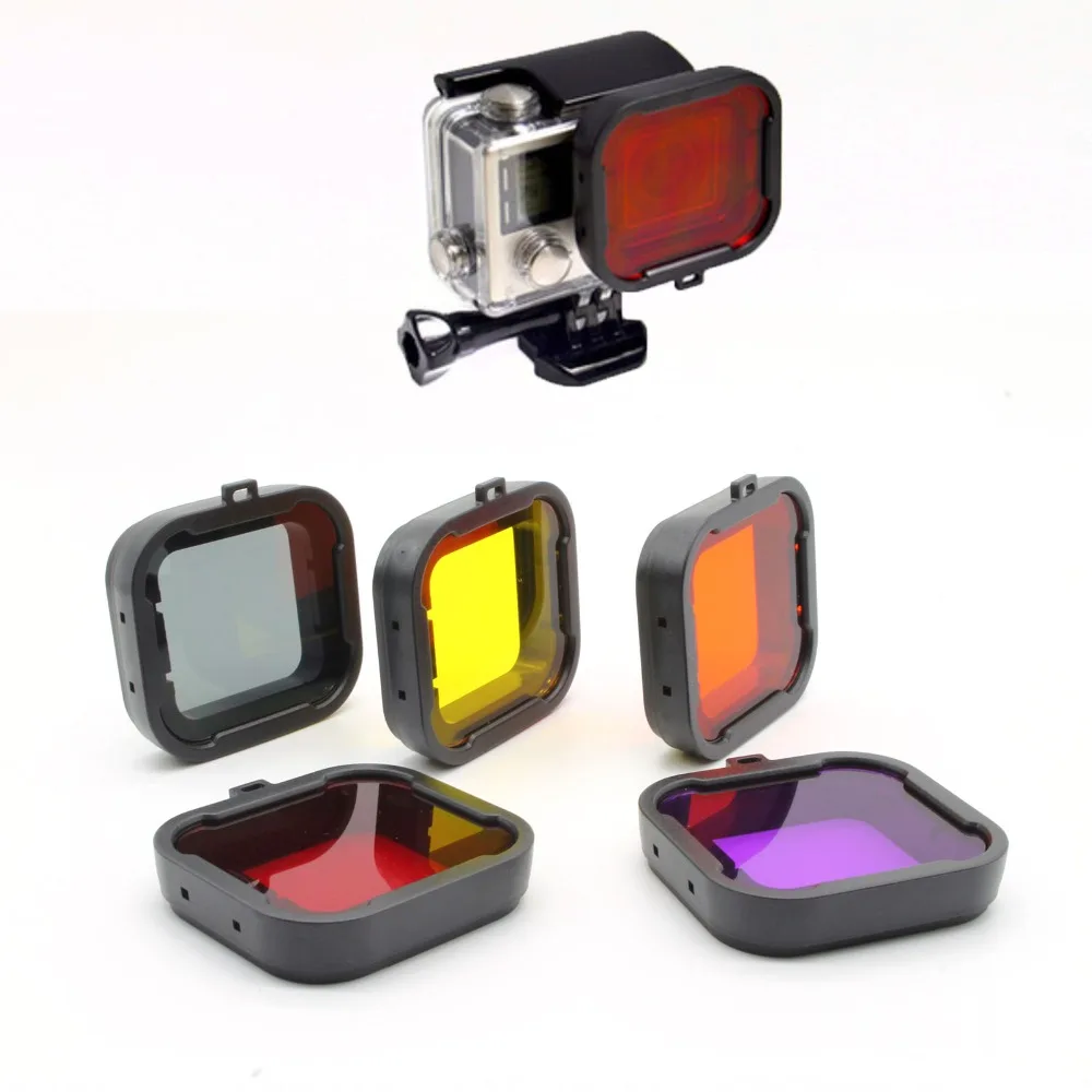 Фильтр для дайвинга Gopro аксессуары оранжевые желтые красные фиолетовые серые 5