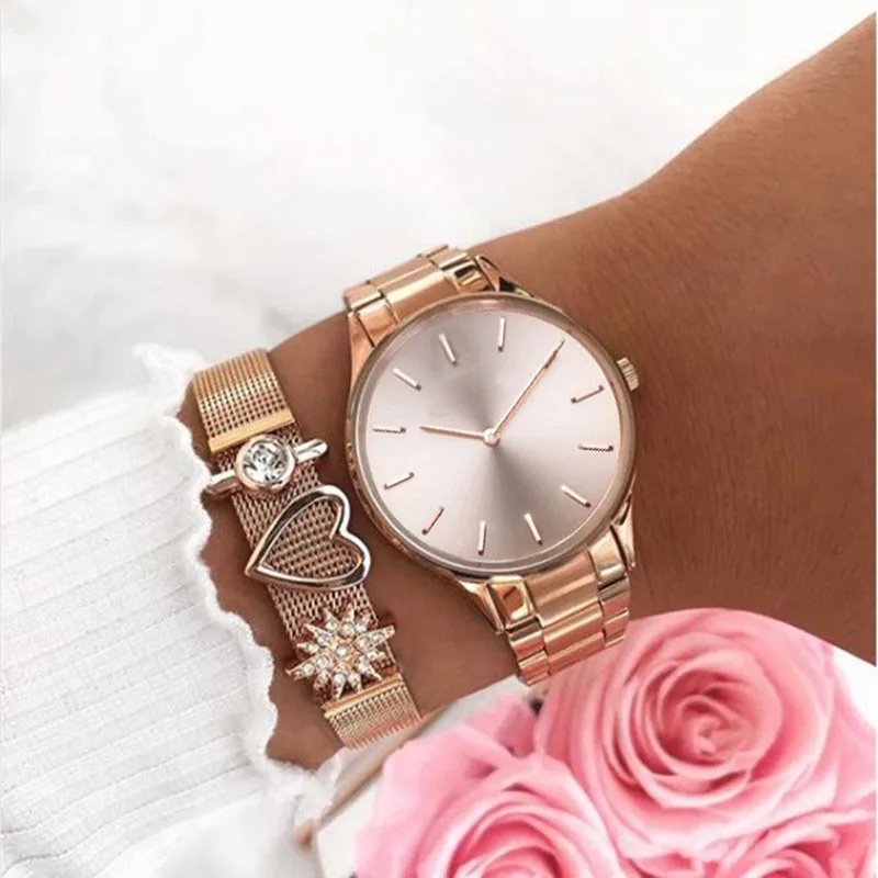Set 1 Mavis Hare beauty 34 мм розовое золото часы с идеальной сеткой очаровательные женские часы браслет набор в подарок - Окраска металла: Set 1