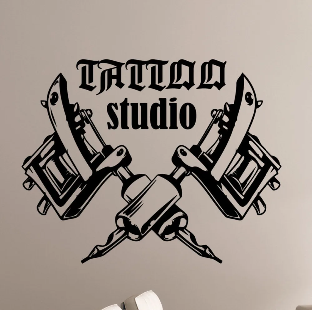 

Logo Vinyl Sticker Window Art Decorations Tattoo Salon Room Decor Removable Tattoo Machines Wall Decals Art Wallpaper