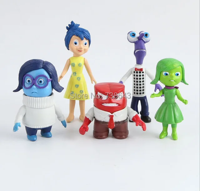 5pcs/set Inside Out Action Figures Toys Dolls Pixar Movie Cartoon Toy Anger Joy Fear Disgust And Sadness kids gifts 50sets | Игрушки и