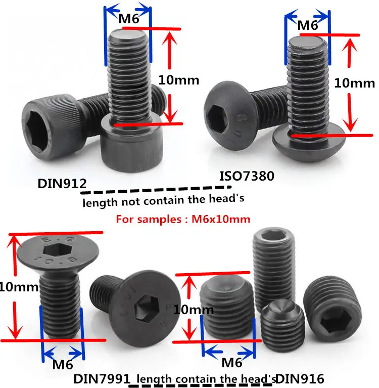 100 шт./лот ISO7380 M3 винт из легированной стали с шестигранной головкой и * 10 мм черный