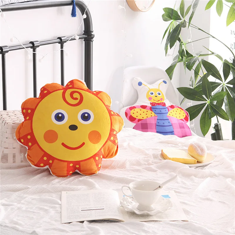 smile sun Мультяшные животные, кролик, медведь, кошка, слон, облако, подушка, детская кровать, украшение для комнаты, детские куклы для спокойного сна, игрушки в скандинавском стиле - Цвет: smile sun
