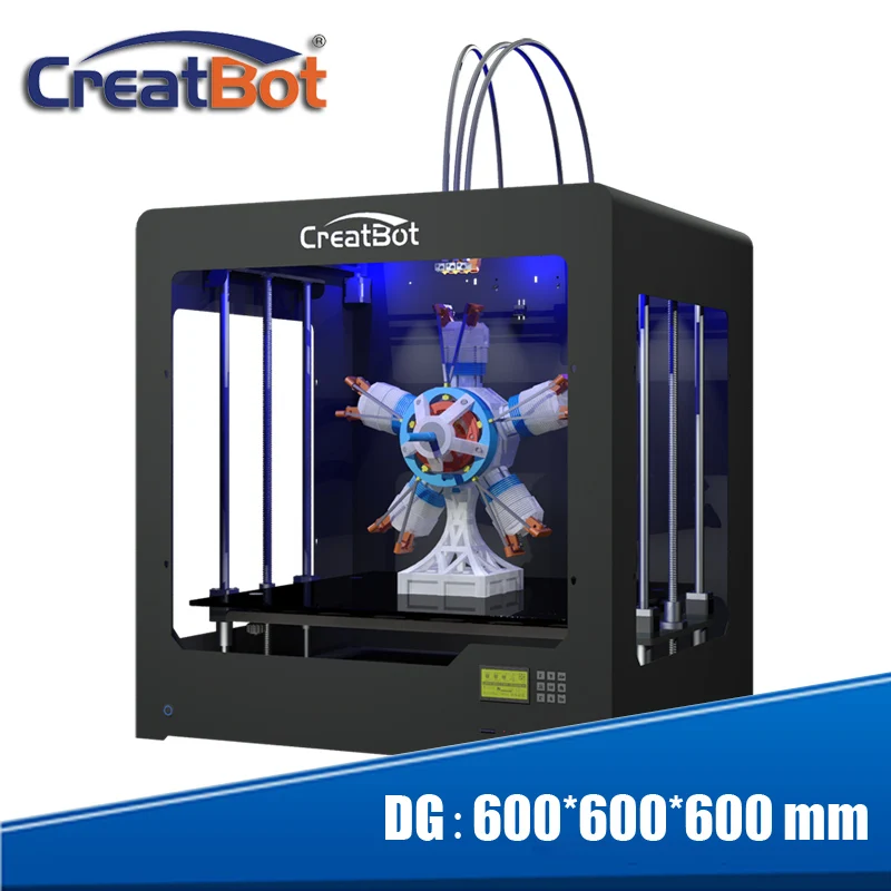 Высокая точность 3d принтер heatкровать двойной экструдер супер большой 600*600*600 мм Creatbot DG02+ 4 кг нити+ 4 шт сопла+ 2 ленты