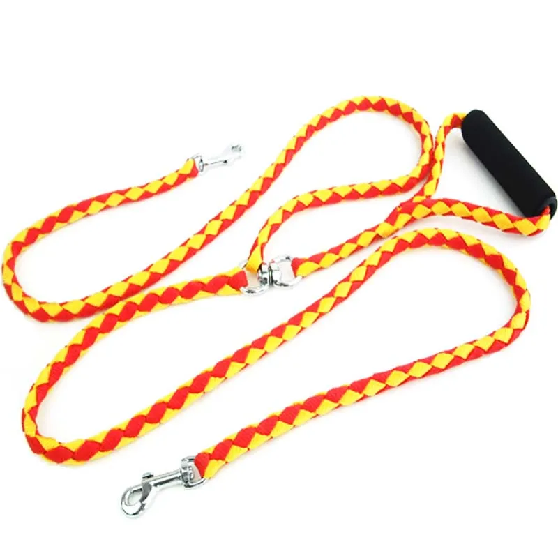 Ручной Двойной Поводок для домашних животных двух Dogs140CM плетеный поводок