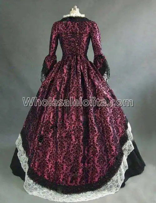 Винтажные костюмы 1860 s бальное платье для гражданских войн Southern Belle/готическое