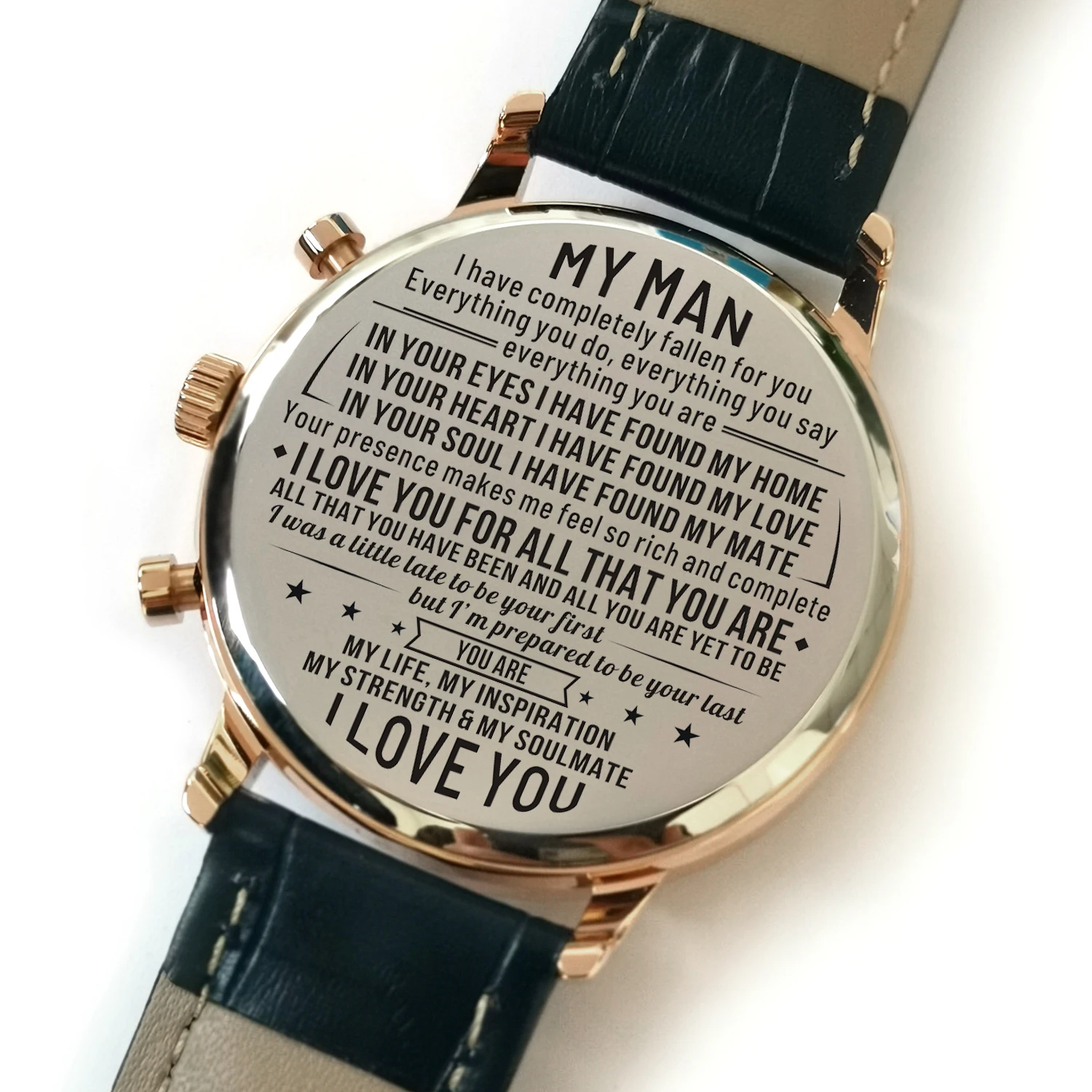 K4400-4 с гравировкой для моего мужчины часы Роскошные модные кожаные мужские часы Стальные часы мужские 30 м водонепроницаемые деловые часы для отдыха подарок