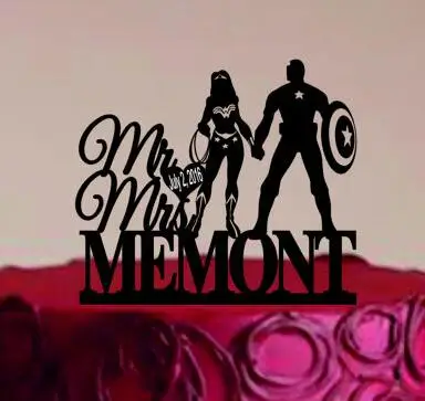 Персонализированные Капитан Америка и чудо женщина деревенский Свадебный день