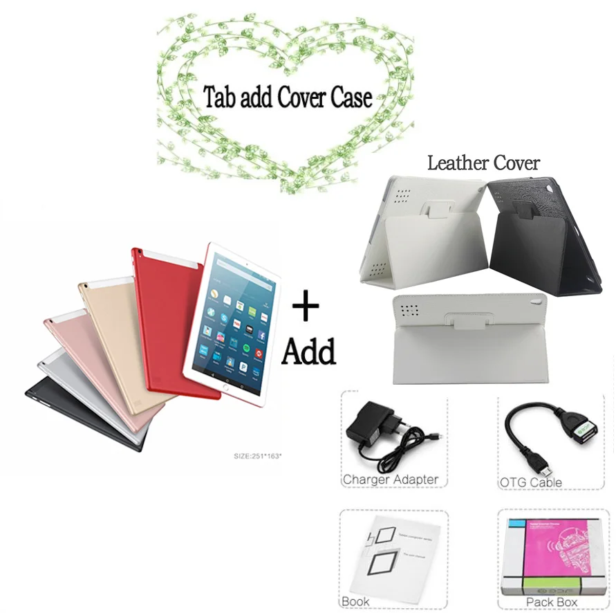 Add Leather case BDF, планшетный ПК, 10 дюймов, Android 7,0, Bluetooth, планшет, Sim карта, четыре ядра, wifi, 3G, планшет, мобильный, 4 ГБ/64 ГБ, Sim, 3G, телефон - Комплект: Add Leather case