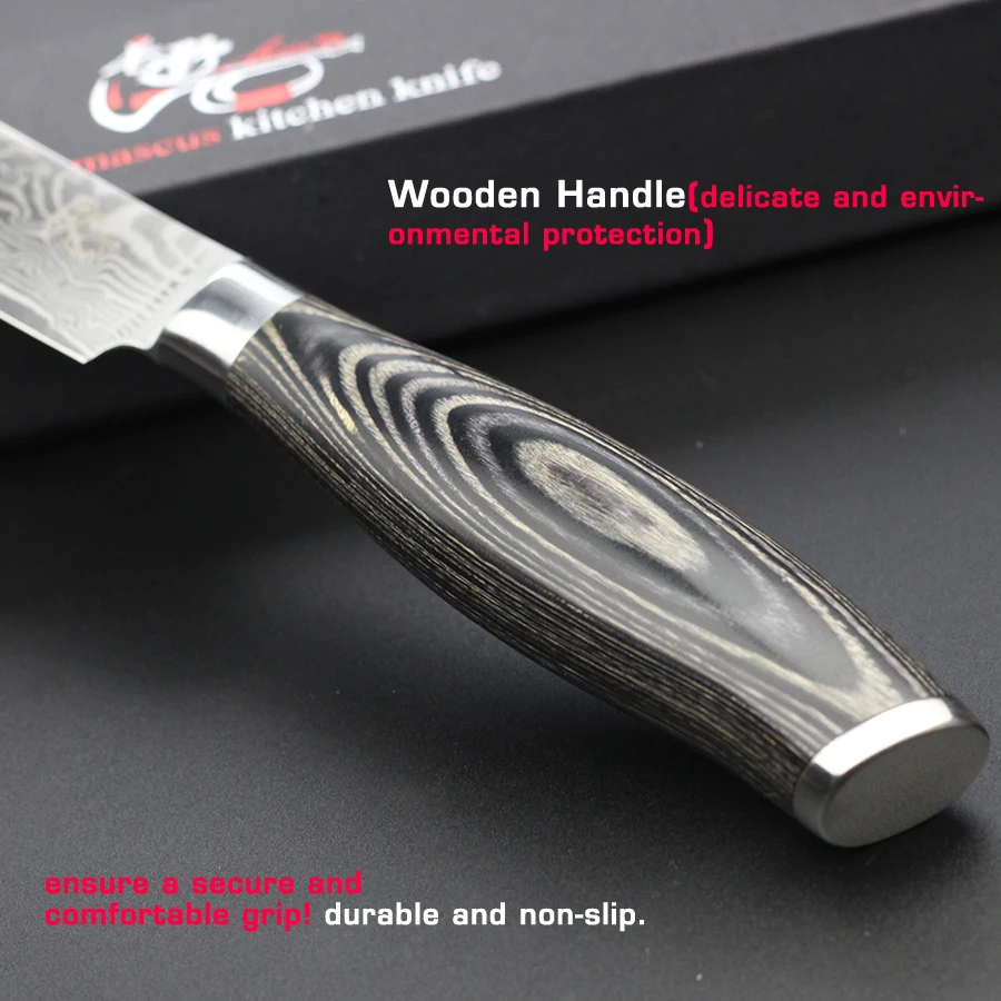 HAOYE, 2 шт, набор кухонных ножей в дамасском стиле, нож santoku, инструмент для приготовления рыбы, мяса, мясорубки, цветная деревянная ручка, модный подарок, новинка