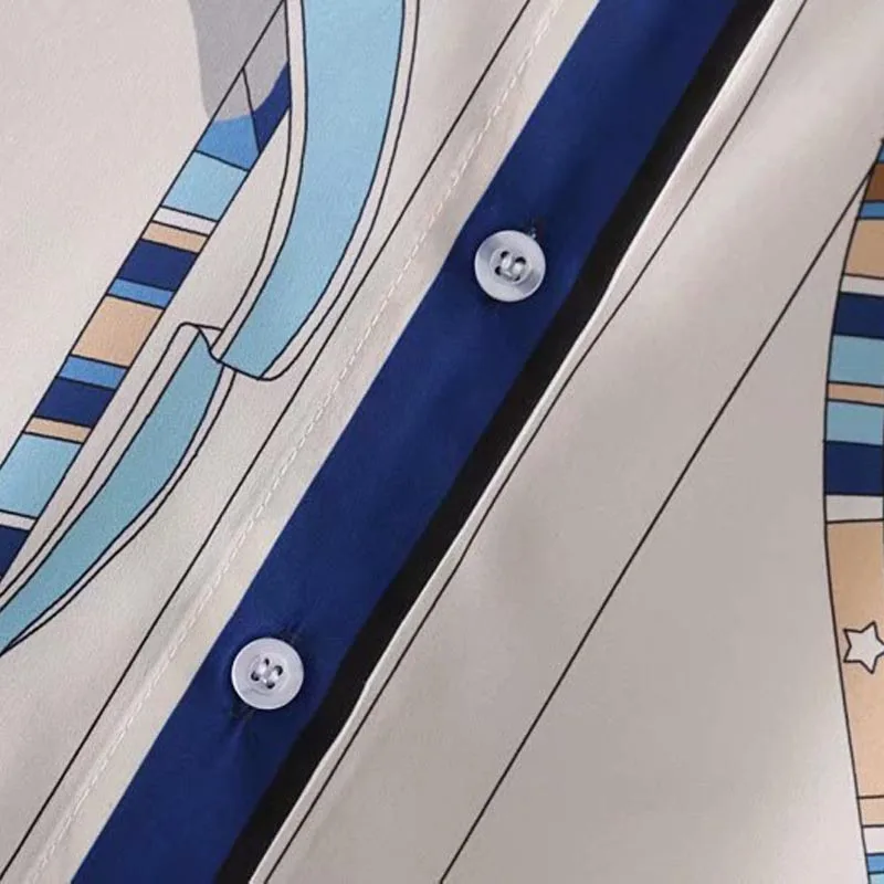 CS855 Новая женская винтажная рубашка с отложным воротником и длинными рукавами