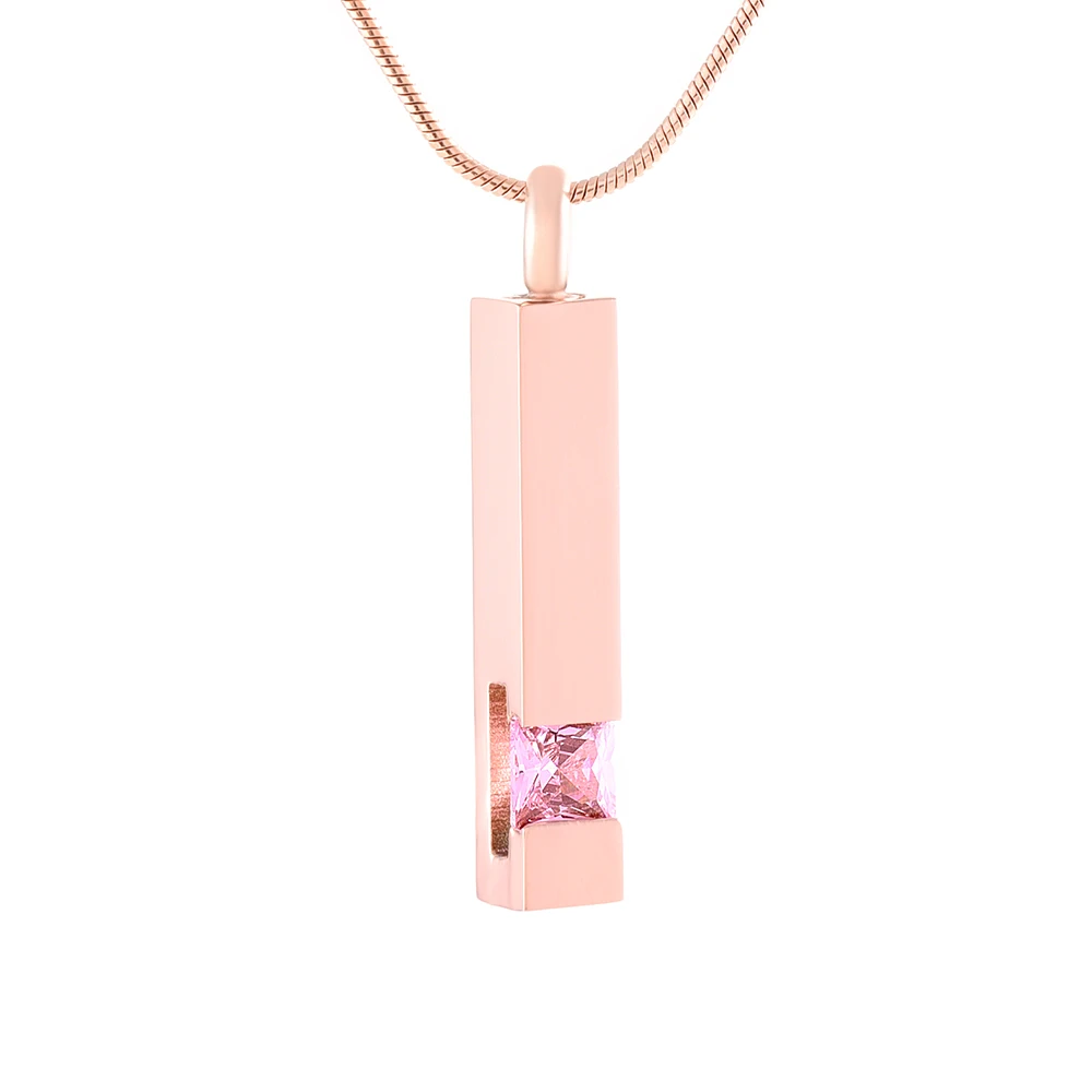 IJD9726 Розовое Золото Ведущий Свет Столб Gamet Кремация Ювелирные Изделия Вечно Мемориальный Сувенир Пепел Урна Держатель Ожерелье + Воронка.