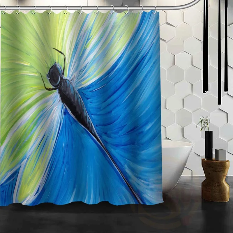 Лучшая занавеска для душа с стрекозой на заказ ванной водонепроницаемая ткань