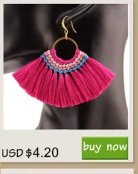 Florosy Long Cotton Ball Tassel Pendant Earrings For Women Chunky Colorful Acrylic Bead Handmade Vintage Ethnic Dangle Earrings