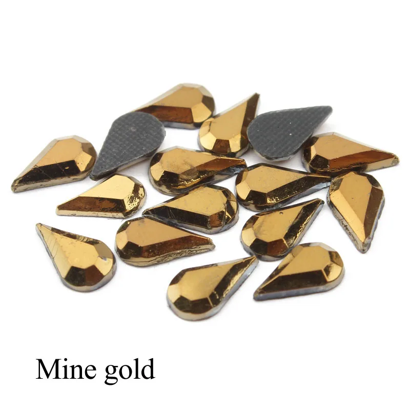 Mine gold Новая распродажа 5X8 мм Горячая фиксация Стразы ровная спинка стеклянные камни 300 шт/партия использование для одежды сумки обувь - Цвет: Mine gold