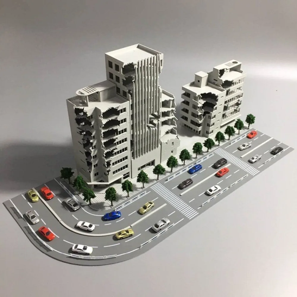 1/144 N масштаб разрушенные модели здания набор битва поврежденные Outland включены