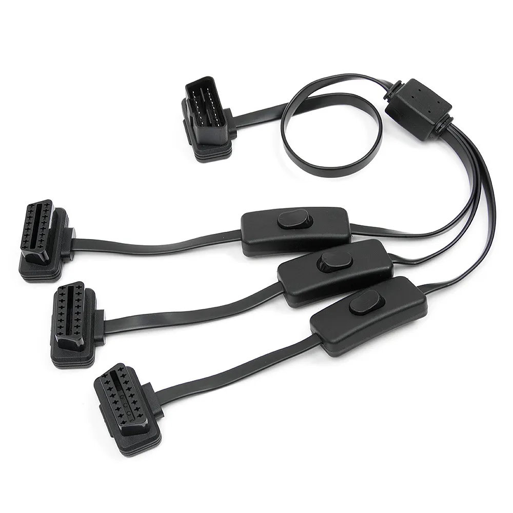 OBD 2 сплиттер расширение 1 до 3 с переключателем Y кабель Мужской три порта к гнезду для ELM327 автоматический диагностический сканер инструмент