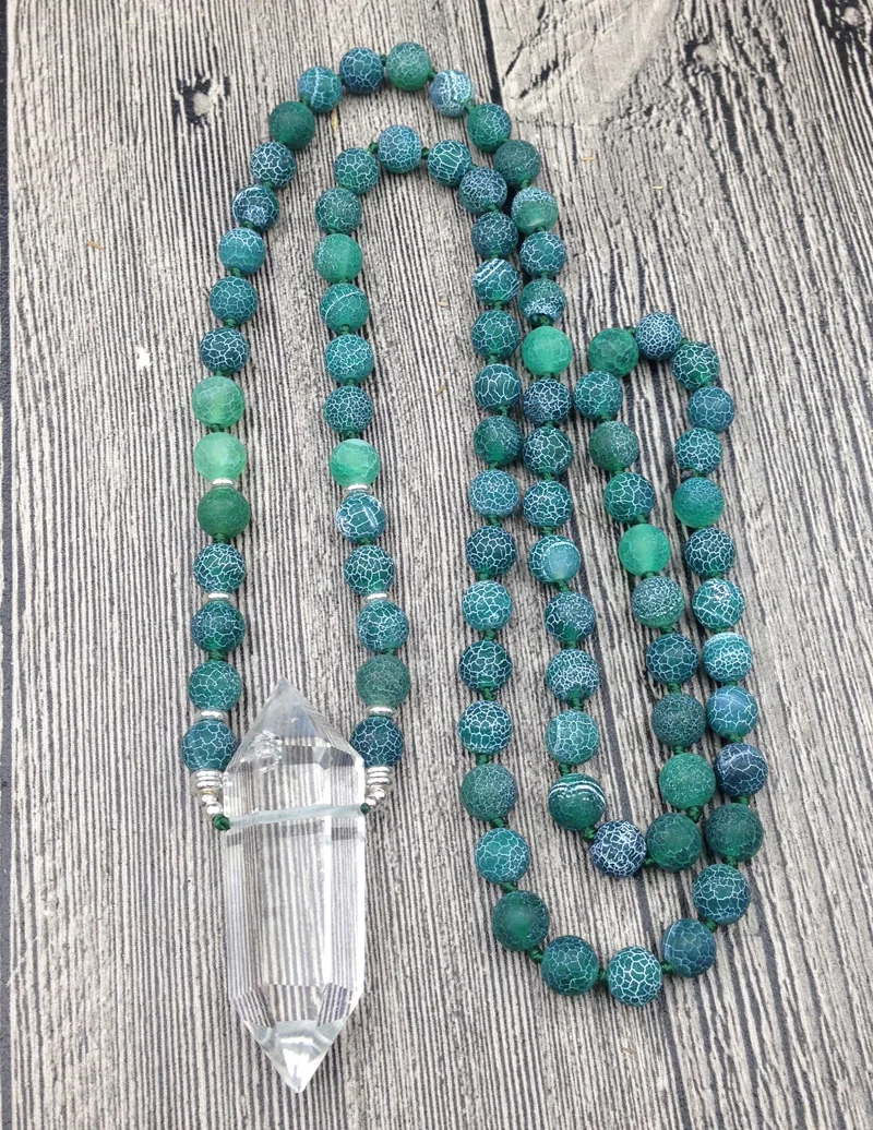 YA2616 Натуральный прозрачный кварцевый двухточечный кулон зеленый дракон Венский