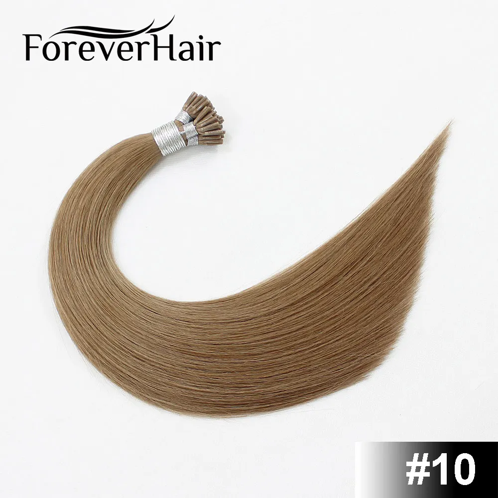 #10 FOREVER HAIR 0,8 г/локон 1" Remy европейские накладные волосы для наращивания на кончиках, натуральные человеческие волосы для наращивания на кератиновой основе, 50 шт./ПАК - Цвет: #10