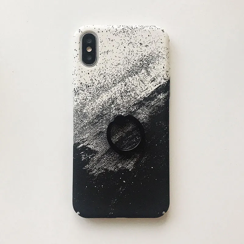Черный, белый чехол со звездным небом для iphone 7, 8, 6, 6s Plus, 11 Pro max, чехол для телефона s, для iphone X, XS, MAX, XR, матовый чехол с кольцом на палец