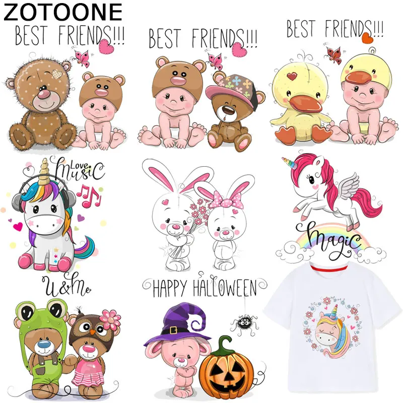 Термонаклейки ZOTOONE с мультяшным медведем наклейки животными единорогом для