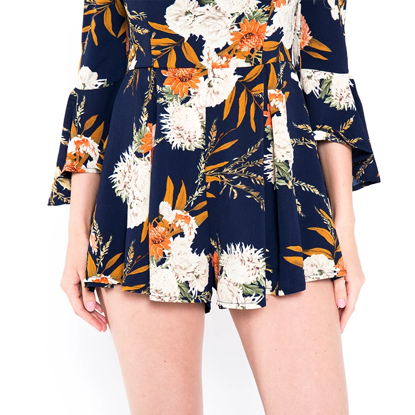 Женский комбинезон с открытыми плечами и цветочным принтом | Женская одежда