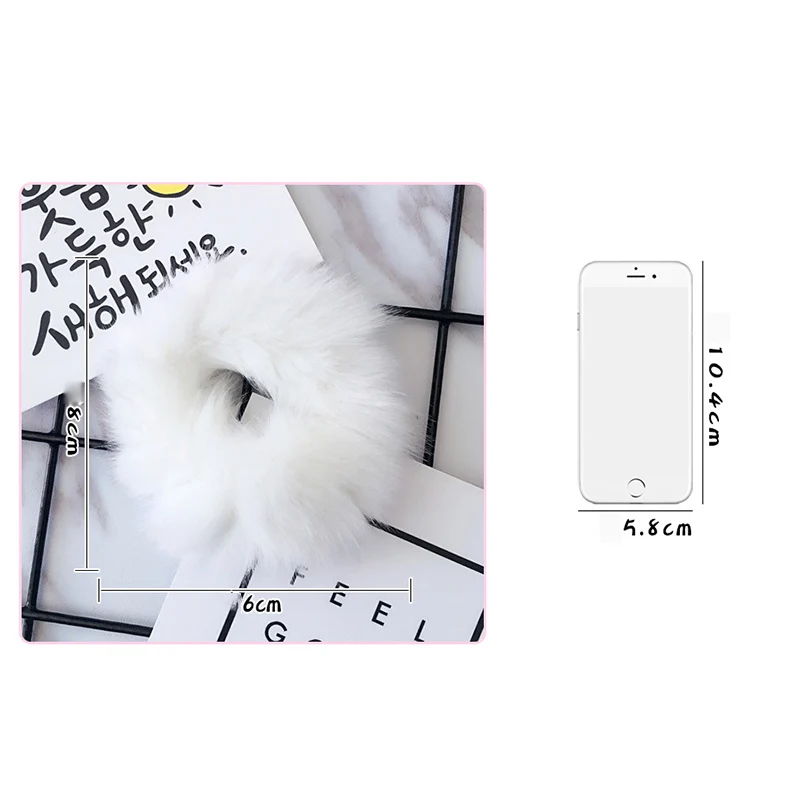 1 PC Fluffy Faux Fur Furry Scrunchies Soft Hand Made Elastic Hair Bands Ring for Ladies Ties Hot Sale | Аксессуары для одежды