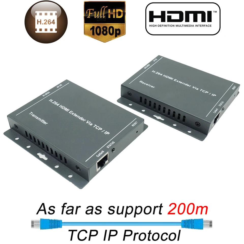 Передатчик Удлинитель HDMI UTP Rj45 1080P 200 м Cat5 Cat5e Cat6|Кабели HDMI| |