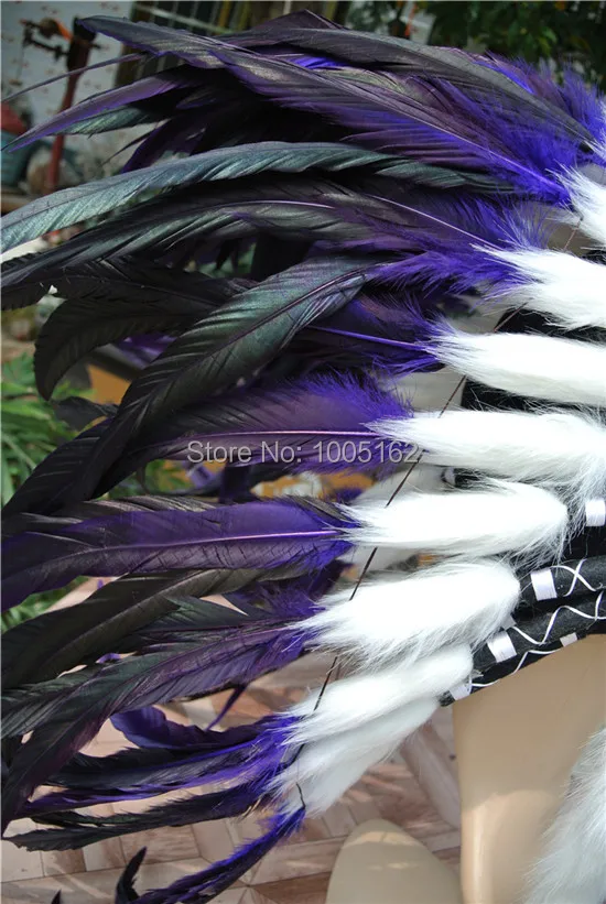 Головной убор ручной работы с перьями 21 дюйм фиолетовый и черный перышки костюмы