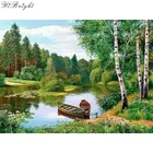 Алмазная живопись сделай сам, пейзаж ручной работы, полная Алмазная вышивка, озеро, лес, 5d квадратная Алмазная мозаика, Полная паста, узорные бусины