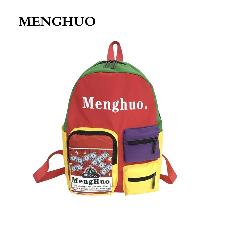 MENGHUO 2018 новый цветной рюкзак на плечо нейлоновый школьная сумка хорошего