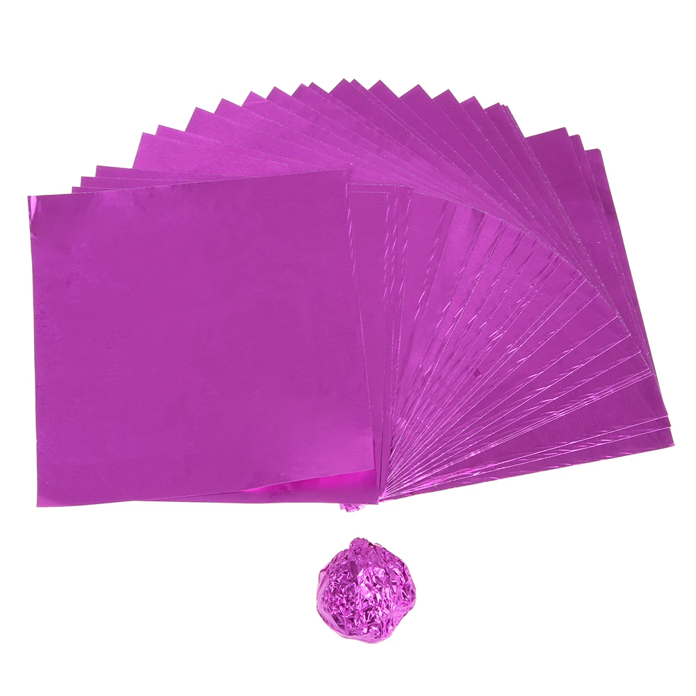 Rose Red 100 шт фольга, конфетная посылка, бумага для шоколада, алюминиевая фольга, обертка, посылка для конфет, десерта, сделай сам, посылка, бумага, рождественские подарки - Цвет: Rose Red