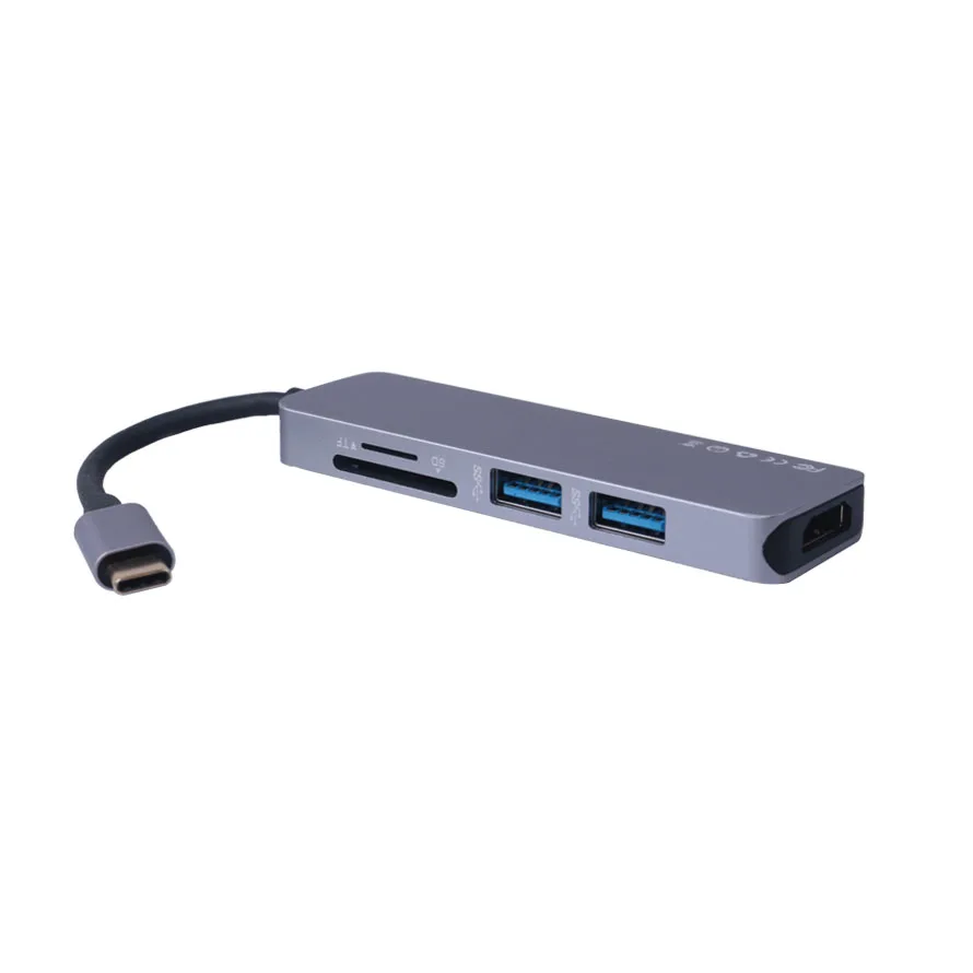 Elistooop Thunderbolt 3 концентратор Мини Док-станция USB Type C к HDMI USB3.0 кабель TF SD карта 5 в 1