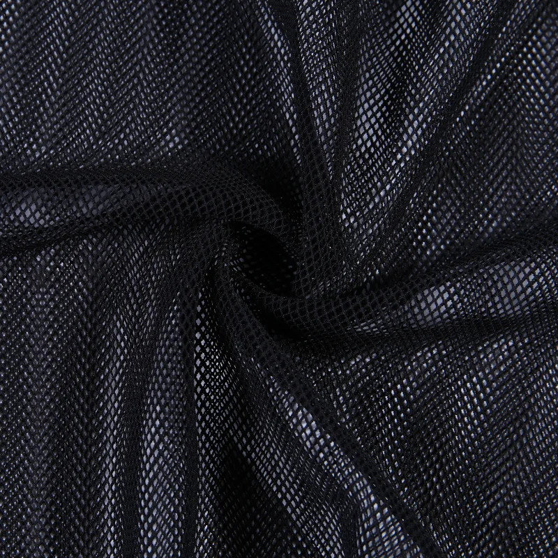 BOOFEENAA Sexy Black Mesh Ruffles Long Skirt Beach Bottoms See Through High Waist Pencil Skirts Womens Summer C66-AZ30