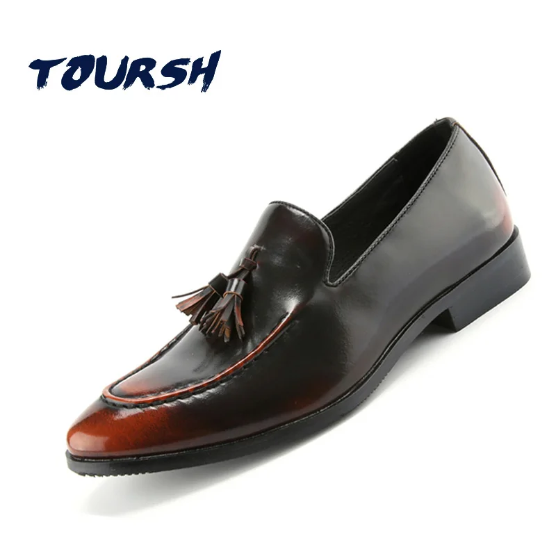 TOURSH Luxury Brand Men'S Business Dress Shoes Genuine Leather Oxford Breathable Low Top Black Classic Gentleman | Обувь