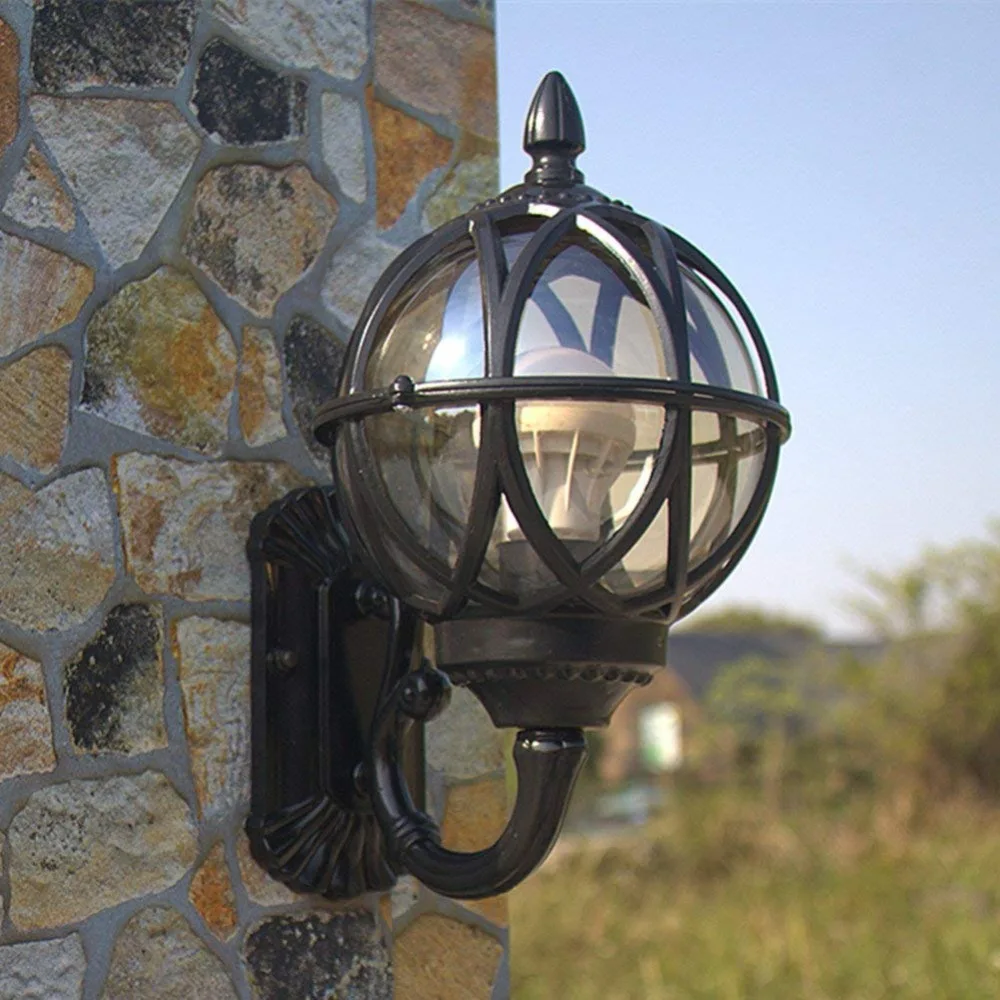 Antique Exterior Outdoor Waterproof Lantern Wall Lamp Oil Rubbed Glass Sconce for Villa Balcony Courtyard Garden Corridor | Лампы и