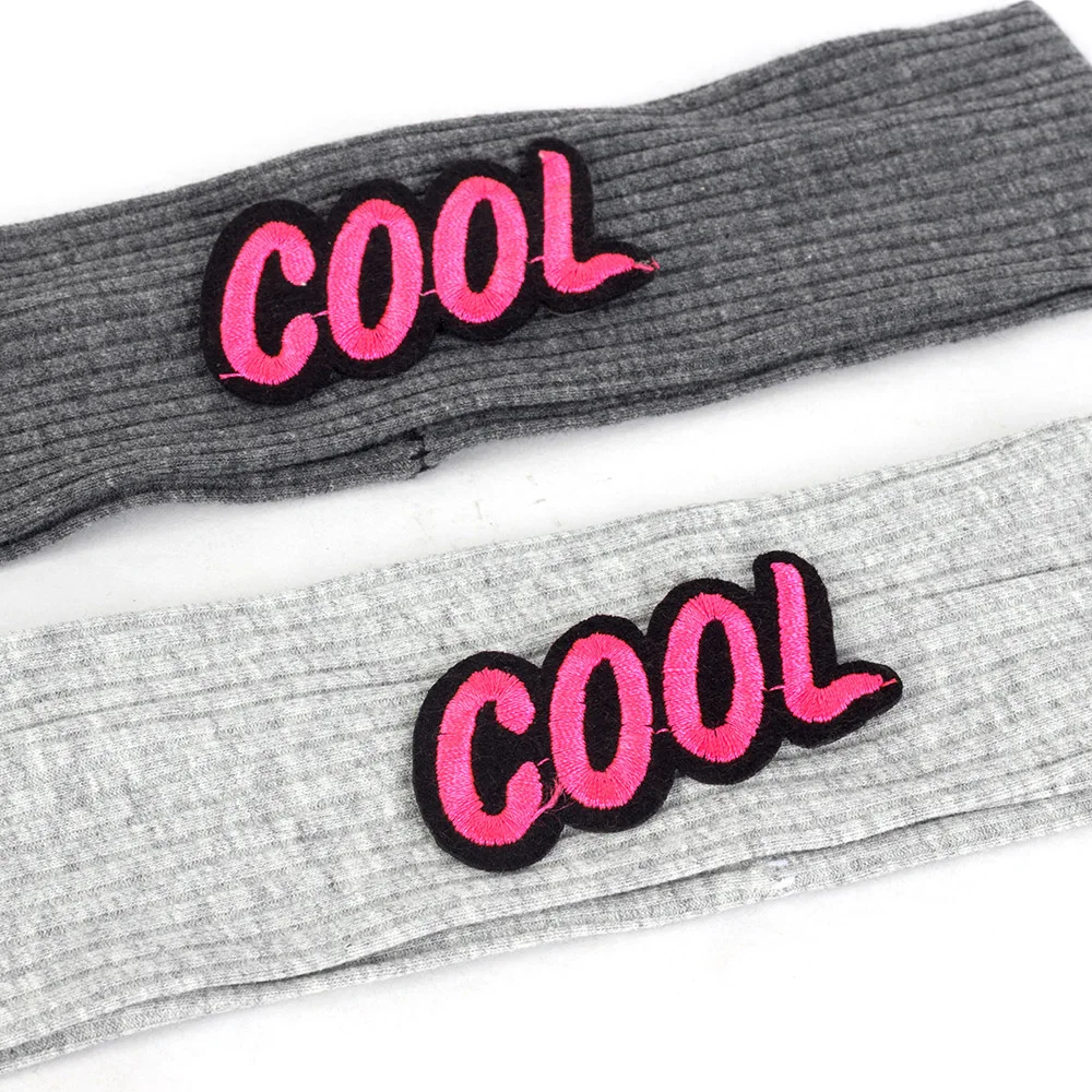 

Geebro Children Cool Letter Headband Baby Girls Accessories Kids Ribbed Elastic Flat Hairband Cotton Turban Wraps Fashion DT003