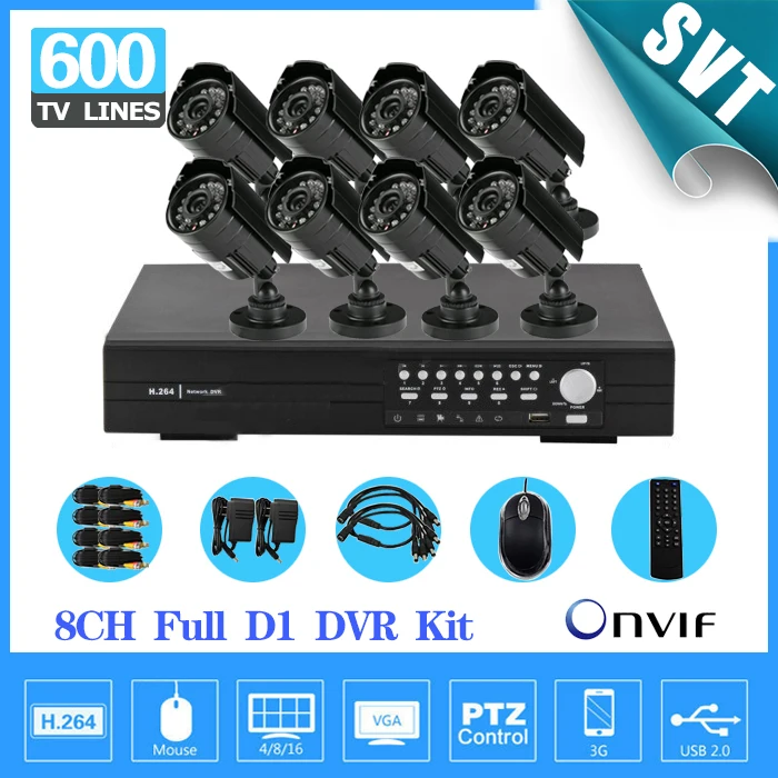 NVR CCTV 8ch безопасности Системы 600TVL ИК Открытый Камера полный D1 сетевой