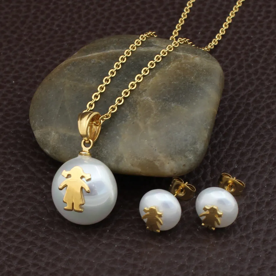 День матери нержавеющая сталь Jewelry золото цвет рисунок кулон + серьги наборы для