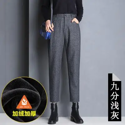 862thick Shuchan плотные 60% шерстяные штаны для женщин, брюки длиной до щиколотки, повседневные клетчатые штаны-шаровары с высокой талией, брюки для женщин, зимние - Цвет: 862thick