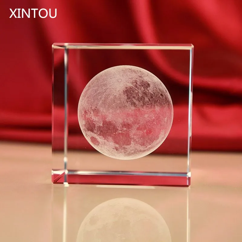 XINTOU Хрустальное стекло куб луна Paperweight солнечная система 3D лазерная гравировка