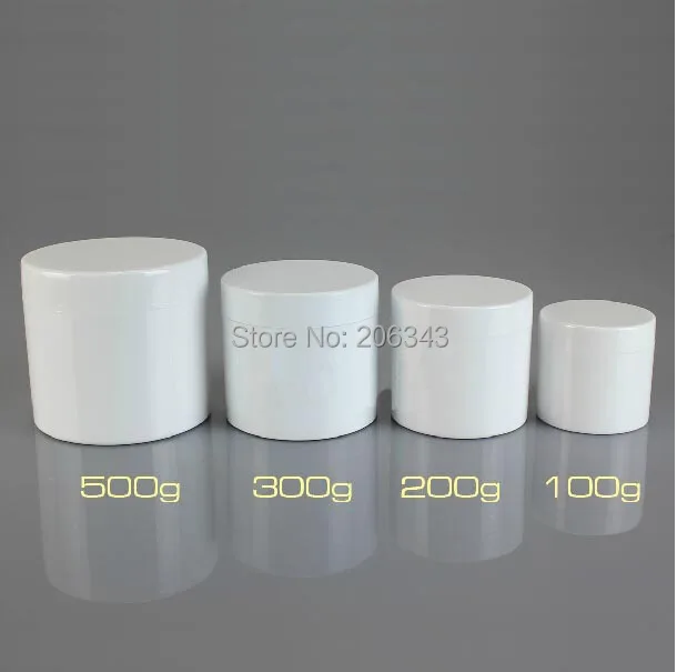 500 г круглая двухслойная белая банка для крема с внутренней крышкой