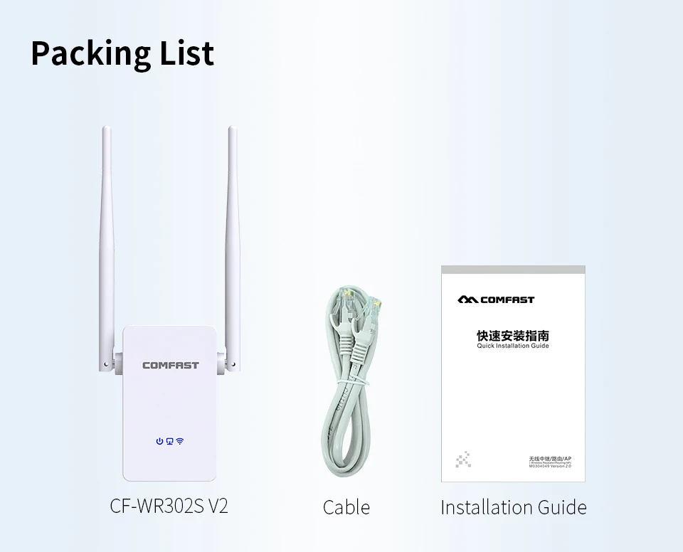 

Spain Warehouse COMFAST 300Mbps WiFi Signal Amplifier Extender Wireless Repeater Strength Wifi Booster Point Access CF-WR302SV2