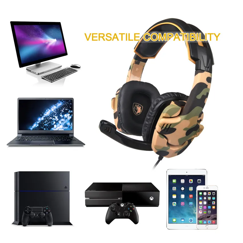 SADES SA-930 PS4 игровая гарнитура Casque PC Gamer камуфляжные стереонаушники с микрофоном для