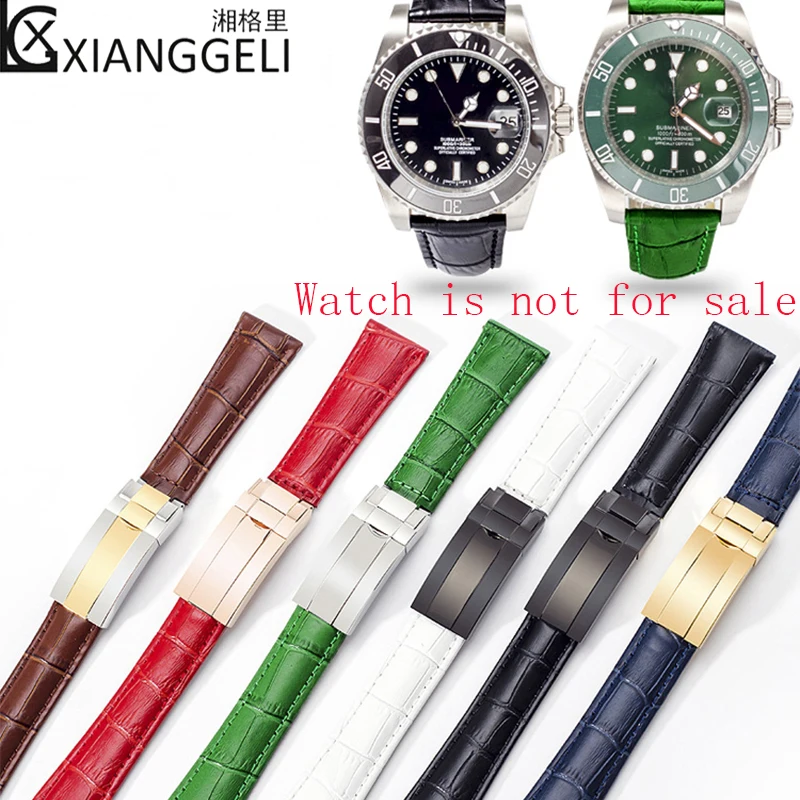 Watch accessories For Rolex leather watch strap with men's water ghost watch series 20mm ladies sports strap folding buckle