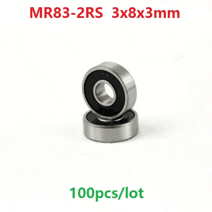 100 шт./лот MR83RS MR83 2RS RS 3x8x3 мм Резиновый Герметичный Подшипник Миниатюрный глубокий