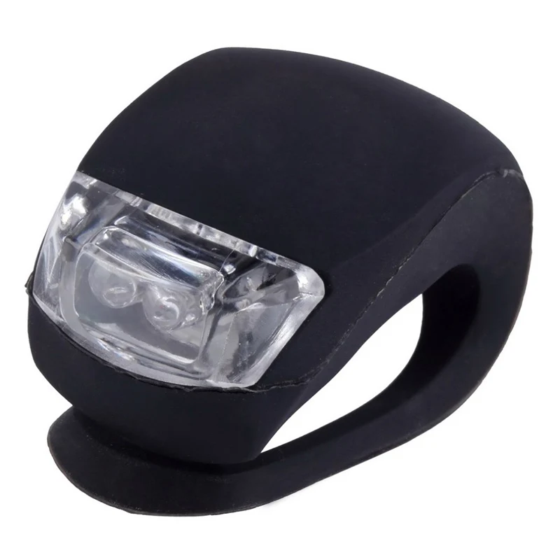 1pc Bicycle Silicone Led Light Head Front Rear Wheel LED Flash Safety Light Lamp 9 Colors With Battery flashlight for bicycle - Цвет: black white light