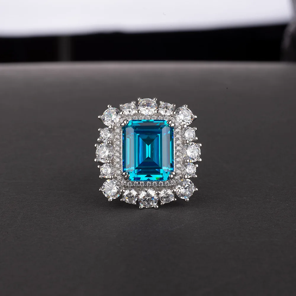 Light Blue OneRain, милое, 925 пробы Серебряное, созданное, Муассанит, драгоценный камень, для свадьбы, помолвки, пара, белое золото, кольцо, ювелирное изделие - Цвет камня: Light Blue