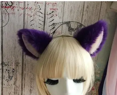 18 1 pcs multicolor Lovely Bell Hairwear Women Fashion Party Charming Lovely Fox Cat Ear Fur Hair Clip Hairband - Цвет: 18