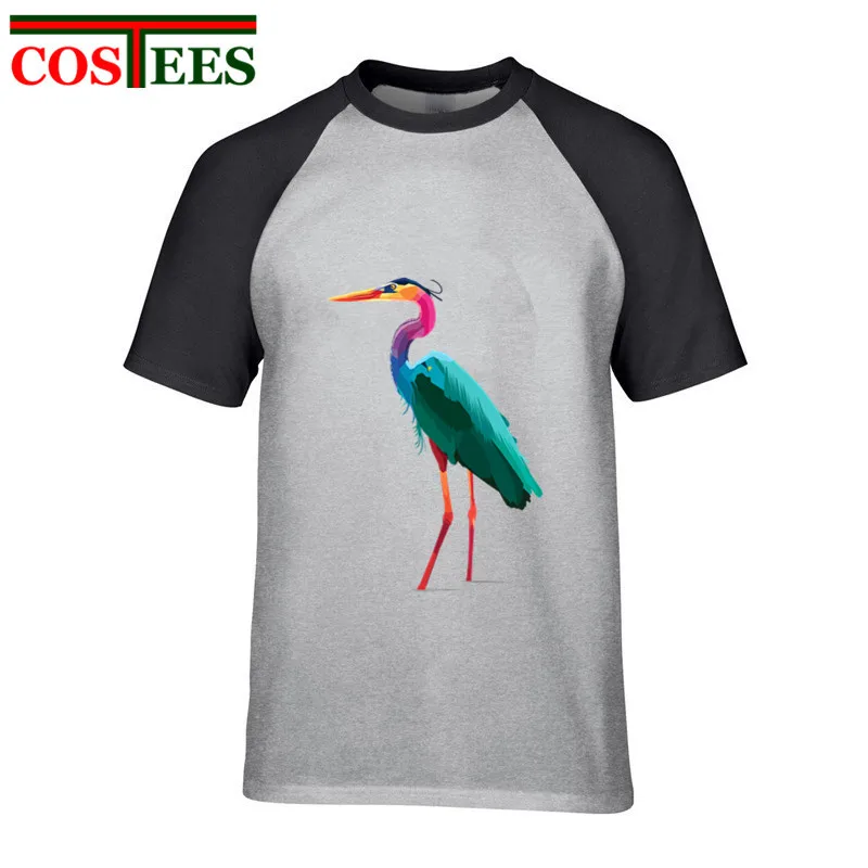 Винтажная Футболка Technicolor Rainbow Heron Spirit Мужская футболка с милым животным принтом