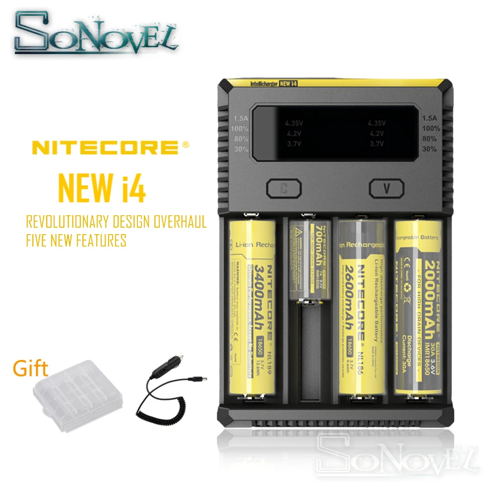 Зарядное устройство Nitecore I4 с ЖК дисплеем интеллектуальное зарядное для литий